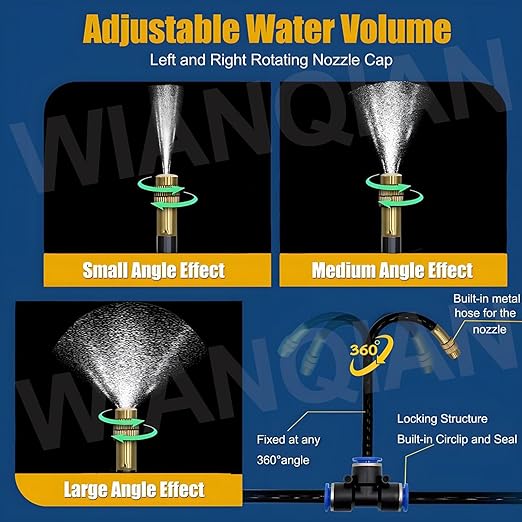 Automatic Drip Irrigation Kit Patio Misting Plant Irrigation Water Equipment Bendable Drip Garden Watering System Full Coverage Smart Timer 1Sec - 300 Min for Garden Watering 50m+Controller
