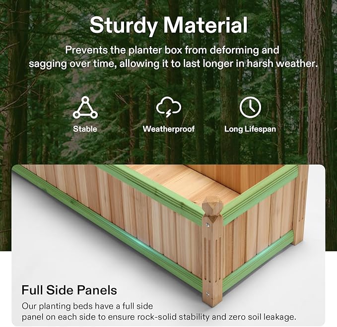 VIVOSUN 3.6 x 1.3Ft Wooden Raised Garden Bed 43.5 x 16 x 14 Inches Outdoor Wood Planter Box with Screwdriver and a Liner for Garden Patio Balcony Backyard and Outdoors