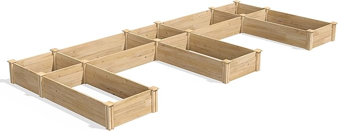 Greenes Fence Premium Cedar Raised Garden Bed 6' x 14' x 10.5 (3/4 Thick) E-Shaped Bed - Made in USA with North American Cedar