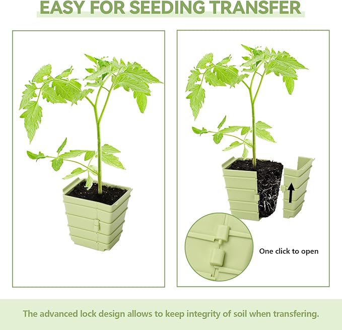 Side-Open Seed Starter Tray 4-Pack 24 Cells Modular Design with Detachable Plant Cells Extra-Large 2.36x2.28 Cells Reusable Seed Germination Kit for Indoor &amp Outdoor Gardening