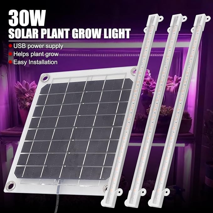 Solar Grow Lights Grow Lights LED Grow Light Bars Solar Grow Light Bars Greenhouse Grow Lights Long Bar Lamps Suitable for Greenhouse Plant Growth(30W)