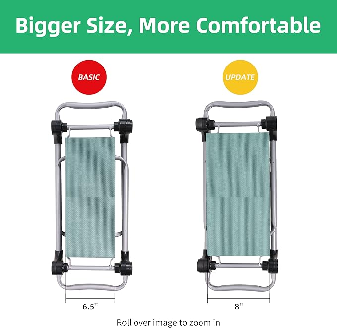 Upgrade Garden Kneeler and Seat Stool Foldable Heavy Duty Garden Bench Workseats with Tool Pocket and Soft EVA Kneeling Pad for Senior Gardening Lovers Green (Wider)