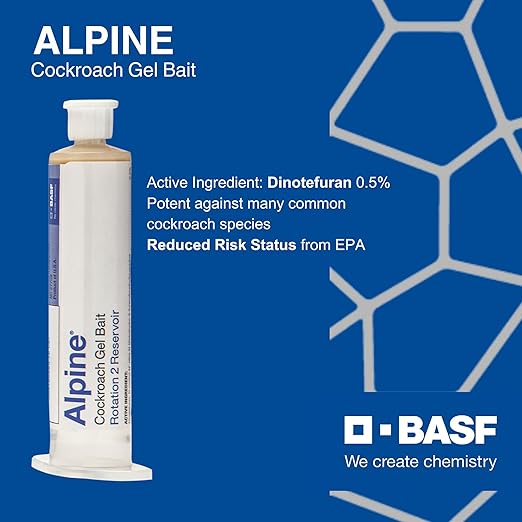 BASF Alpine Rotation 2 Cockroach Gel Bait Roach Killer for Indoor or Outdoor Infestation Control Syringe Applicator 30 gram 4 Pack