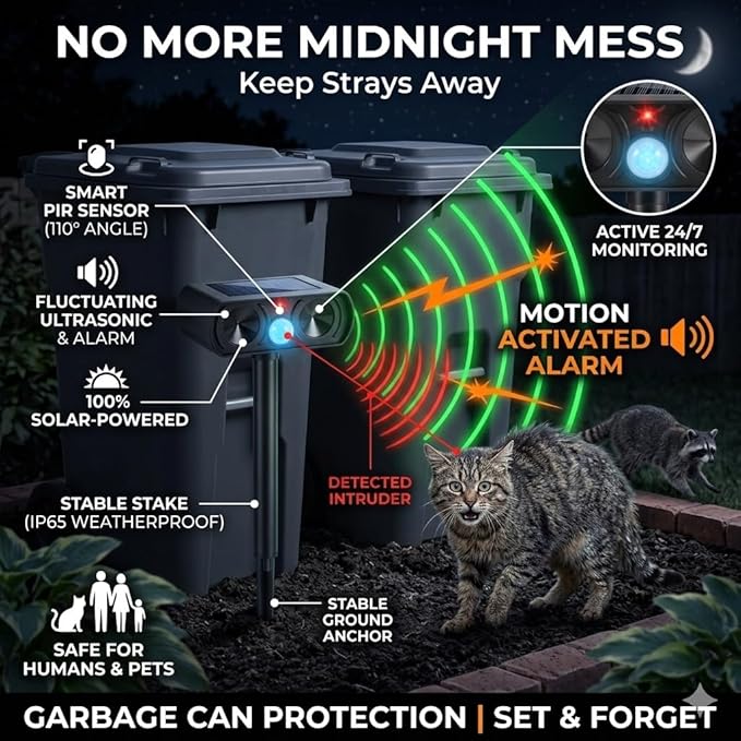 4Pack Ultrasonic Cat Repellent Outdoor to Keep Cats AwaySolar Ultrasonic Animal Repellent Outdoor with Motion ActivatedSolar Cat Repellent for YardVegetable PatchGardenLawn