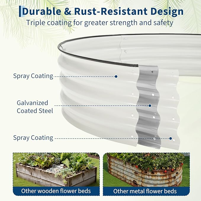 4X2x1Ft (2 Pack) Galvanized Raised Garden Bed-Open Base Metal Planter Box for Outdoor Vegetables Flowers &amp Herbs Steel Garden Raised Bed Kits