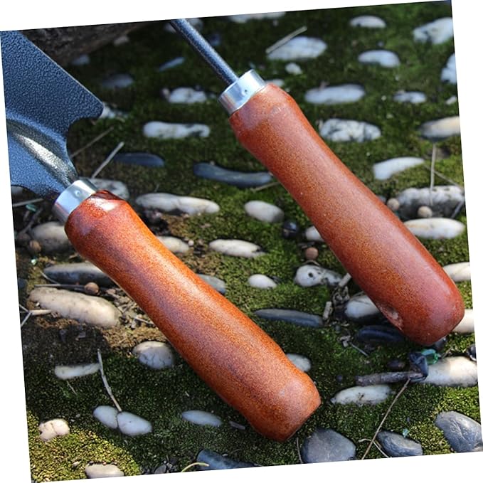 Mikikit 4pcs Mini Garden Tool Set Sturdy Iron Spade Handle for Planting Transplanting and Weeding Gardening Tools for Enthusiasts