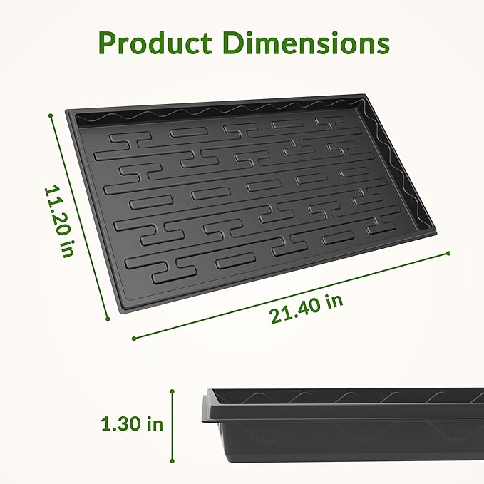 Gardzen 10-Pack 1020 Growing Trays Reusable Plant Grow Trays Ideal for Seed Starting Microgreens Indoor Gardening and Greenhouse Plant Nurseries