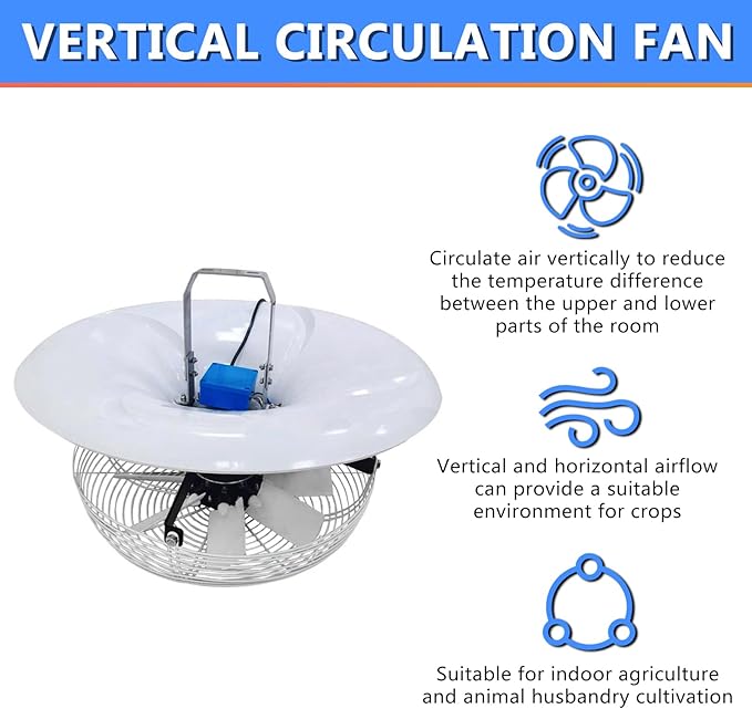 Vertical Ventilation Fan -Vertical Airflow Fan Greenhouse Vertical Axial Circulation Fan VF500-FloFan 120 Volt