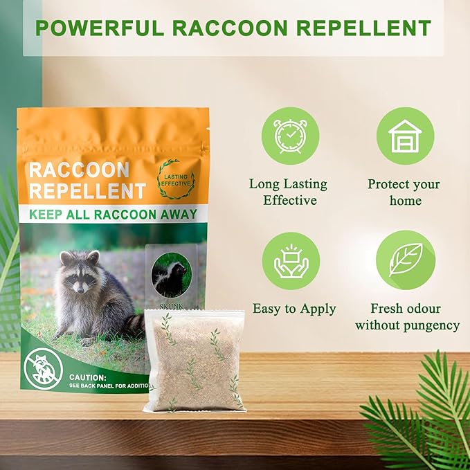 Natural Raccoon Repellent Granules – 8-Pack (25g per Bag) | Eco-Friendly Non-Toxic &amp Long-Lasting Protection with Garlic Peppermint &amp Wintergreen Oils | Safe for Pets and Children