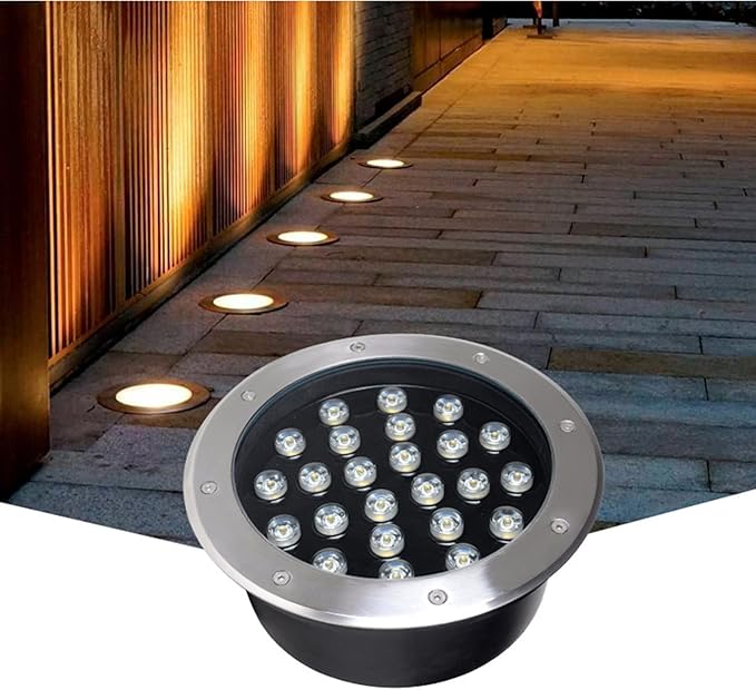 Embedded Round LED Well Lights IP67 Waterproof Landscape Lighting Spotlight for Driveway Deck Step Yard Garden