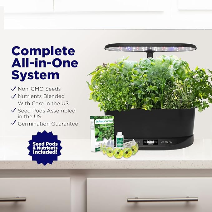 AeroGarden Bounty Basic - Indoor Garden with LED Grow Light Black