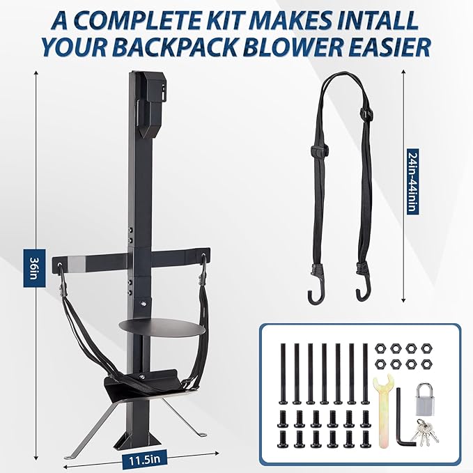 Pindex Heavy Duty Adjustable Backpack Blower Rack for Trailers Steel Leaf Backpack Blower Holder Compatible with Open and Enclosed Lawn Landscape Trailer Truck Holding Base Fit 16-25 Blowers