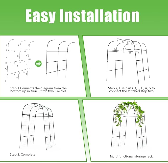 Garden Arch Trellis for Climbing Plants Outdoor - Cucumber Trellis for Raised Bed Size:71 * 87 inch Garden Trellis for Climbing Plants Cucumber Vegetable Tomato Flowers