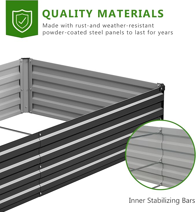 2PCS 7x3x1ft Galvanized Raised Garden Bed Kit Galvanized Planter Raised Garden Boxes Outdoor Large Metal Raised Garden Beds for VegetablesBlack