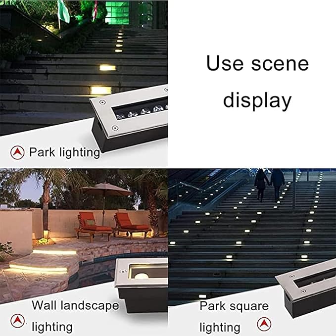 Ground LED Landscape Lights - Outdoor Buried Lights Rectangle Recessed Spotlight Ip67 ?Waterproof Strip Light for Outdoor Sidewalk Garden Lighting DecorateWhite-3w