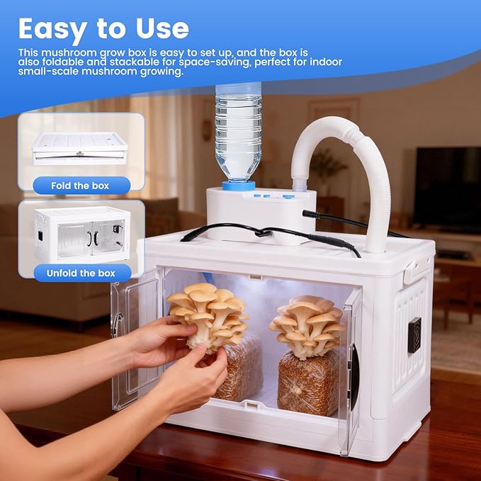 Indoor Mushroom Growing Kit Mushroom Cultivation Equipment Includes Humidity Control Air Circulation Fans and Mushroom Grow Box