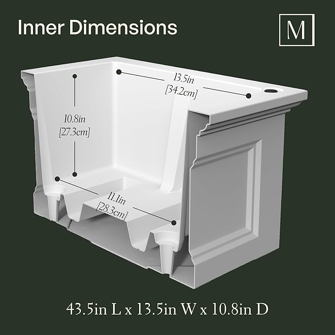 Mayne Fairfield Elevated Garden Bed - White - 48in L x 18in W x 14in H - Polyethylene - Built-in Water Reservoir (4890-W)