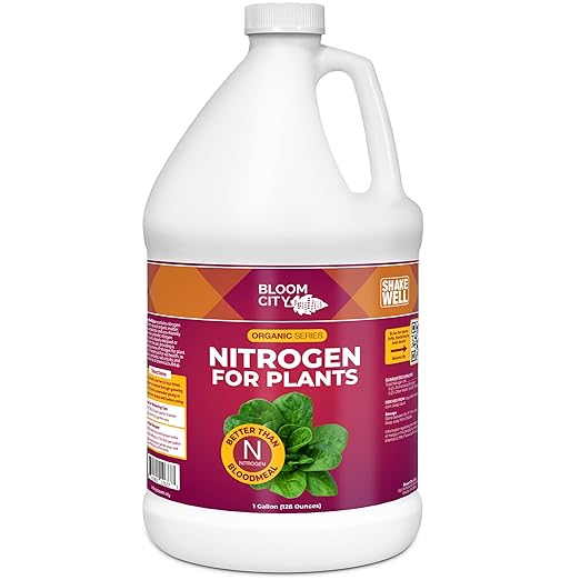 Bloom City's Organic Nitrogen - Liquid Fertilizer for Lawns - Nitrogen Fertilizer for Lawns &amp Gardens Gallon (128 oz)