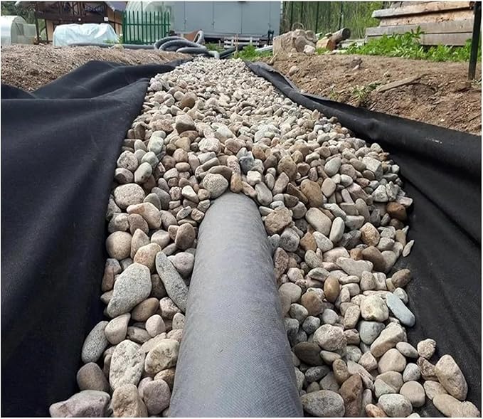 Geotextile Membrane for Underlayment French Drains Landscape Weed Barrier Block for Landscaping/Underlayment/Erosion Control/Construction Projects(2mx30m/6.5ftx98.4ft)