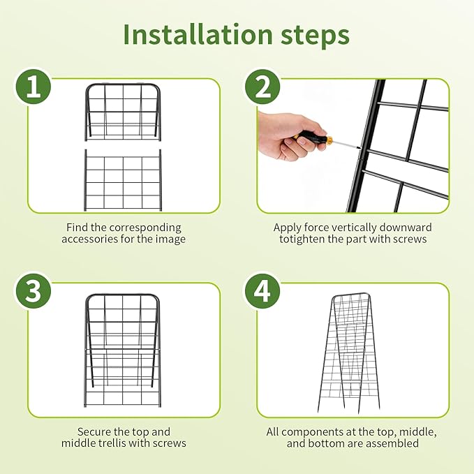 100% Metal Cucumber Trellis for Raised Bed50x17 A-Shape Garden Plant Support for Climbing Plants Heavy Duty Metal Garden Trellises Plant Support for Vine Vegetables Outdoor (Black 50x17(H*W))