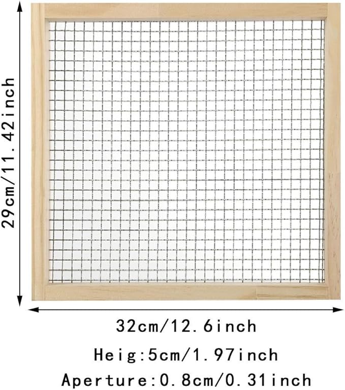 Garden Soil Sifter Sieve Dirt Sifter Wooden Equipment Multifunction Garden Soil Mesh Gardening Tool for Potted Yard Planting Hole Diameter 8mm