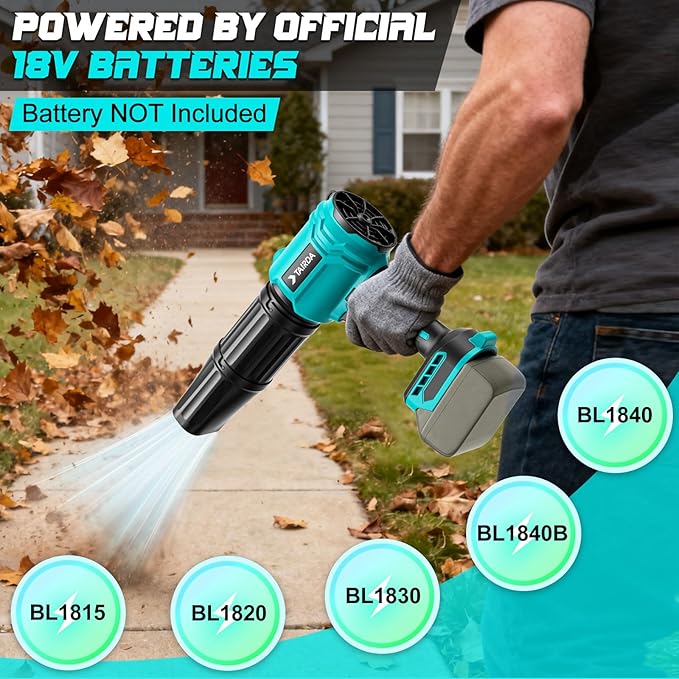 Cordless Leaf Blower Compatible for Makita 18V Battery(NO Battery) Mini Turbo Jet Blower with 2 Nozzles Lightweight &amp One-Hand Use for Patio Garage Yard Cleaning Car Dryer(Tool Only)