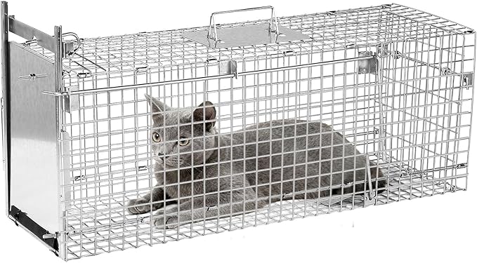 32 Inch Animal Trap CageFolding Live Animal Trap Cage for Stray CatsRaccoonsArmadillos and Rabbits