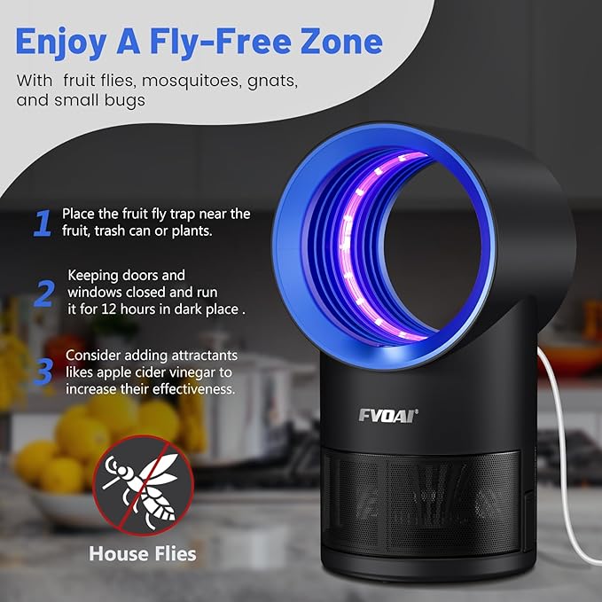 Fruit Fly Trap for Indoors Fly Traps for Home Gnat Traps House Indoor Indoor Insect Trap with Time Setting 10 Sticky Glue Boards (Blue)