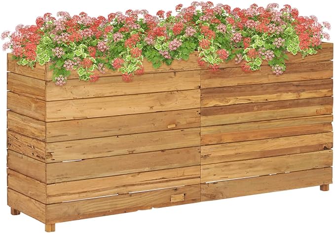 Raised Bed 59.1x15.7x28.3 Solid Wood Teak and Steel