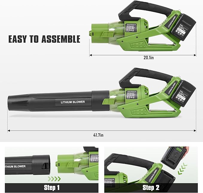 40V Cordless Leaf Blower 420CFM/120MPH Electric Leaf Blower with 2 * 2.0Ah Battery 5 Speed Levels &amp Trubo Mode Powerful Leaf blowers for Lawn CareYardBlowing Leaves Dust SnowGreen