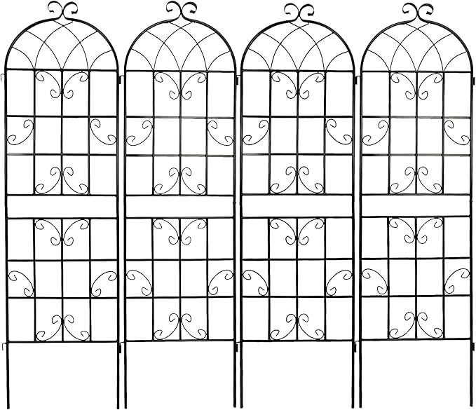 4 Pack Metal Garden Trellis 71 x 19.7 Rustproof Trellis for Climbing Plants Outdoor Flower Support (Black)