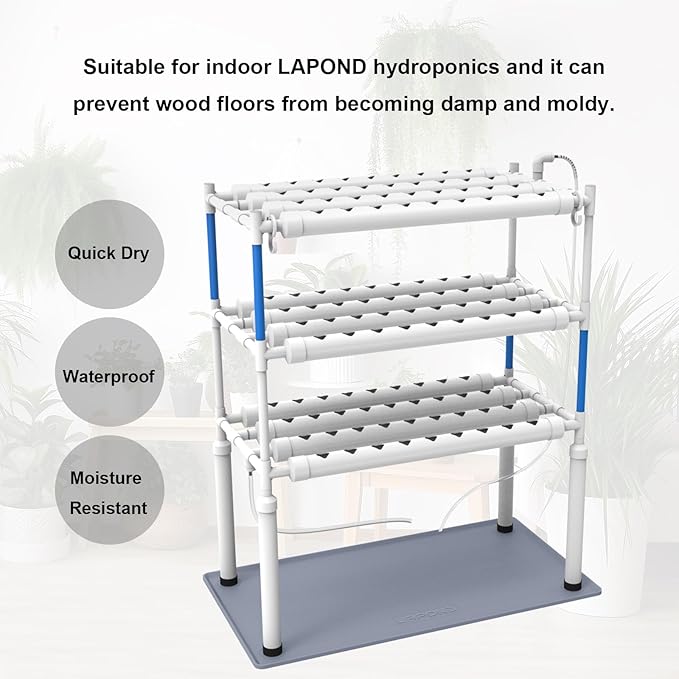 Silicone Waterproof Mat for Hydroponics Growing System IndoorWater Bucket MatEasy to Clean and Non-Slip43.3 x 23.6 InchesGray