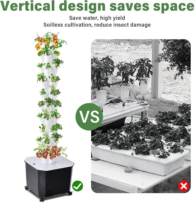 Hydroponic Growing System Tower10 Layered Hydroponic Tower 50 Slots Vegetable Growth PlanterHydroponics Fruit Towers Hydroponics Growing Kit for Flowers Balconies Courtyards Roofs