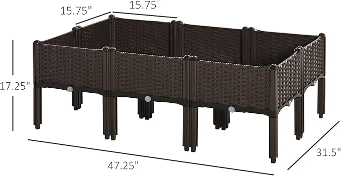 6 Raised Garden Bed Kit Elevated Self Watering Planter Boxes with Drainage Holes for Outdoor Flowers Vegetables and Herbs