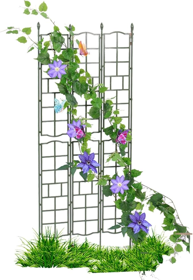 Garden Trellis for Potted Plants Foldable Plants Support Lattice Fence Vertical Panels Trellis for Climbing Plants Vegetables Flowers Roses Clematis Green(Size:50x120cm(19.7x47.2in))
