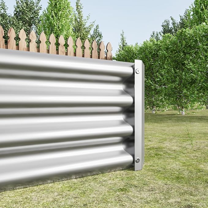 Heavy-Duty Metal Raised Garden Bed for Outdoor Vegetable Herb and Flower Planting – Durable Galvanized Steel Planter Box (Silver with 8x4x1ft)
