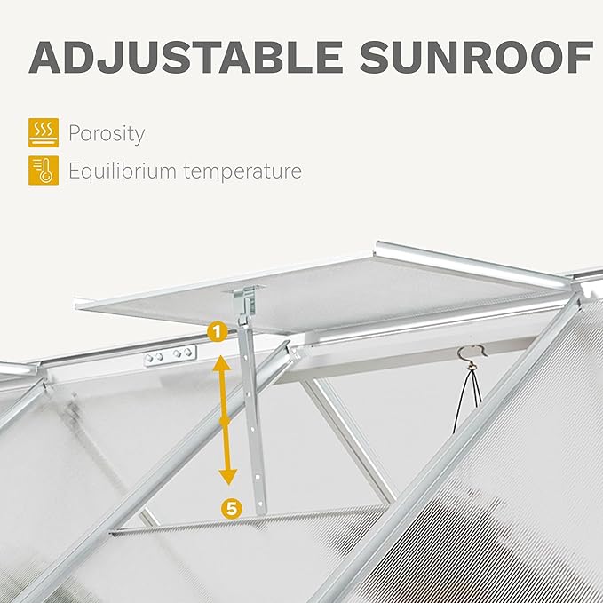 DWVO 6x12FT Polycarbonate Greenhouse for Outdoors Large Heavy Duty Aluminum Greenhouses with Sliding Doors and Vent Window Walk-in Greenhouse for Garden Backyard Easy to Setup Silver