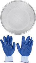 Soil Sifter Gardening Sand Soil Compost Sifter Stainless Steel 50kg Bearing Gardening Strainer with Anti Slip Gloves for Dirt Sand Filtration (2mm / 0.08in Hole)