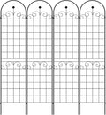 4 Pack Black Metal Garden Trellis for Climbing Plants Outdoor Plant Support Rose Trellis Netting Design for Garden Screen Patio Practical
