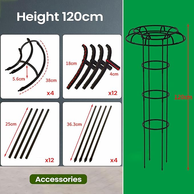 Garden Trellis - Vertical Umbrella Shape Plant Support for Climbing Plants | All Weather Outdoor Frame Decorative Structure Stable Ground Placement &amp Space Saving Growth Guide for Vines Flowers