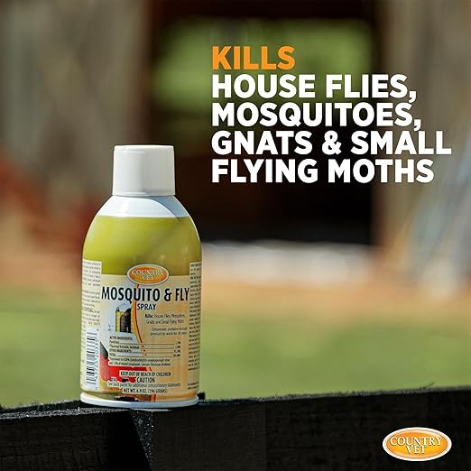 Country Vet Mosquito+Fly Metered Spray Refill (Case of 12) &amp Automatic Metered Dispenser (Case of 12) - 342033CVA - Great for Barns Stables Farms Stalls and Outdoor Insect/Fly Prevention