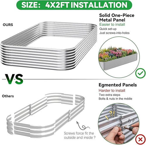 3 Pack 4x2FT Corrugated Galvanized Steel Raised Garden Bed Outdoor Metal Above Ground Garden Bed for Vegetables and Flowers Raised Beds for Gardening