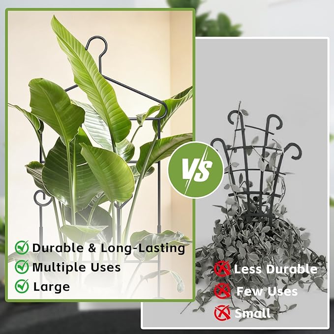 4 Pack 32'' Bell-Shaped Plant Trellis for Climbing Plants Outdoor &amp IndoorGarden Metal Trellis for Potted Plants Climbing Plants Monstera Houseplant Trellis for Hoya Pothos Vine Ivy