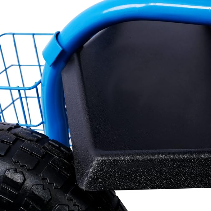 Rolling Garden Scooter Garden Cart Seat with Wheels 360° Swivel Seat Heavy Duty Gardening Cart with Tool Tray and Basket for Yard Lawn Planting (Blue)