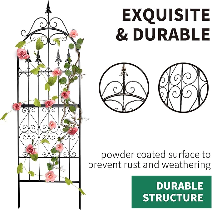 Garden Trellis 70”H x 21.7”W for Climbing Plants - Heavy Duty Garden Trellises Metal Iron Wire Vine Flower Trellis for Rustproof Outdoor Climbing Plants Support