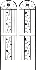 2 Pack Metal Garden Trellis 86.7 x 19.7 Garden Arch Trellis with Power Coating Rustproof Trellis for Climbing Plants Outdoor Flower Support Black (Black 19.7''W x 86.7''H)