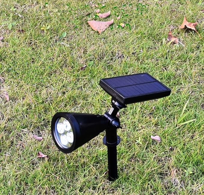 Solar Landscape Lights 4 LED Solar Spotlights 2 in 1 Security Light Solar Lights Outdoor Waterproof for TreePatioYard (White)
