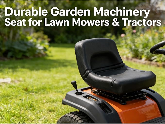 Universal Tractor Seat Heavy-Duty Black Vinyl Lawn Mower Seat - Easy Install Ideal for Lawn Mowers Utility Carts &amp Cleaning Machines