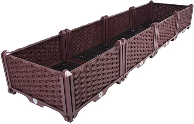 Elevated Planting Box Indoor Outdoor Planter Boxes Modern Rattan-Style Plastic Plant Stand Garden Raised Bed for Vegetables Herbs Flowers64x16x9/160x40x23cm