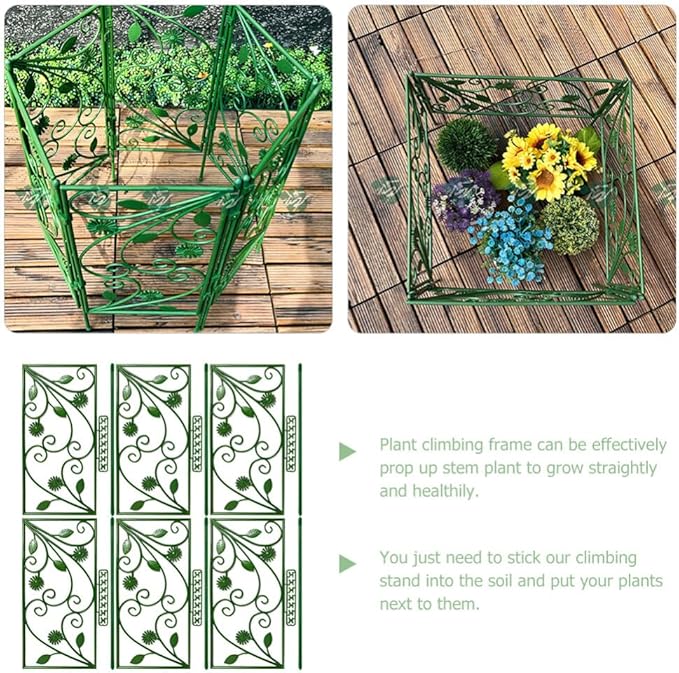Yardwe 6pcs Garden Trellis Plant Climbing Support for Indoor Potted Plants Vertical Rack for Peas Roses Morning Glories Outdoor Indoor Use